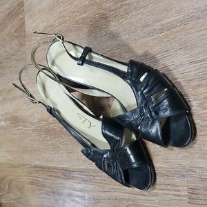 (7) Dynasty Made in Italy Vacation Evening European Leather Peep Toe Slingback